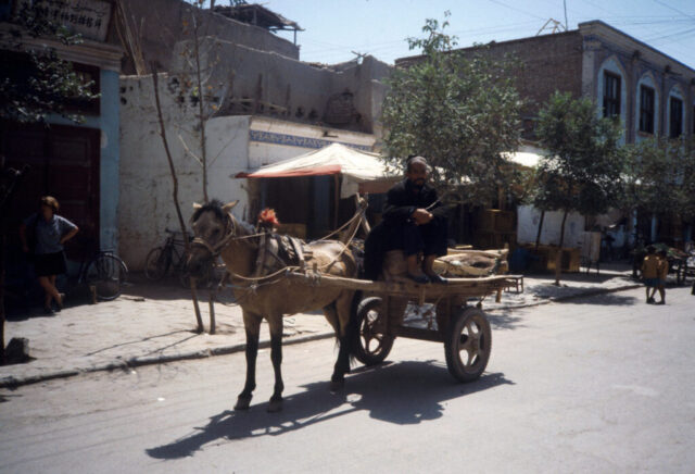 Dans les rues de Kashgar, Chine en 1990