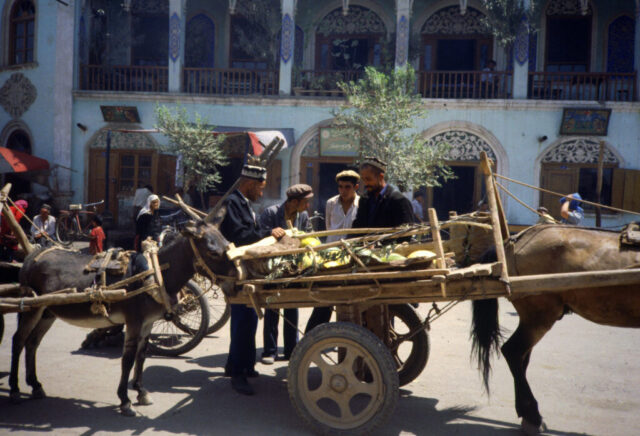 Dans les rues de Kashgar, Chine en 1990