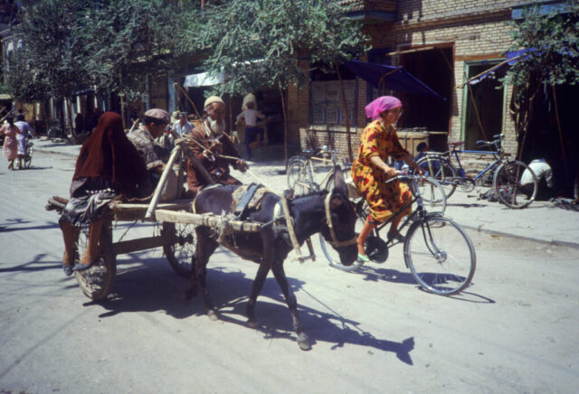 Dans les rues de Kashgar, Chine en 1990